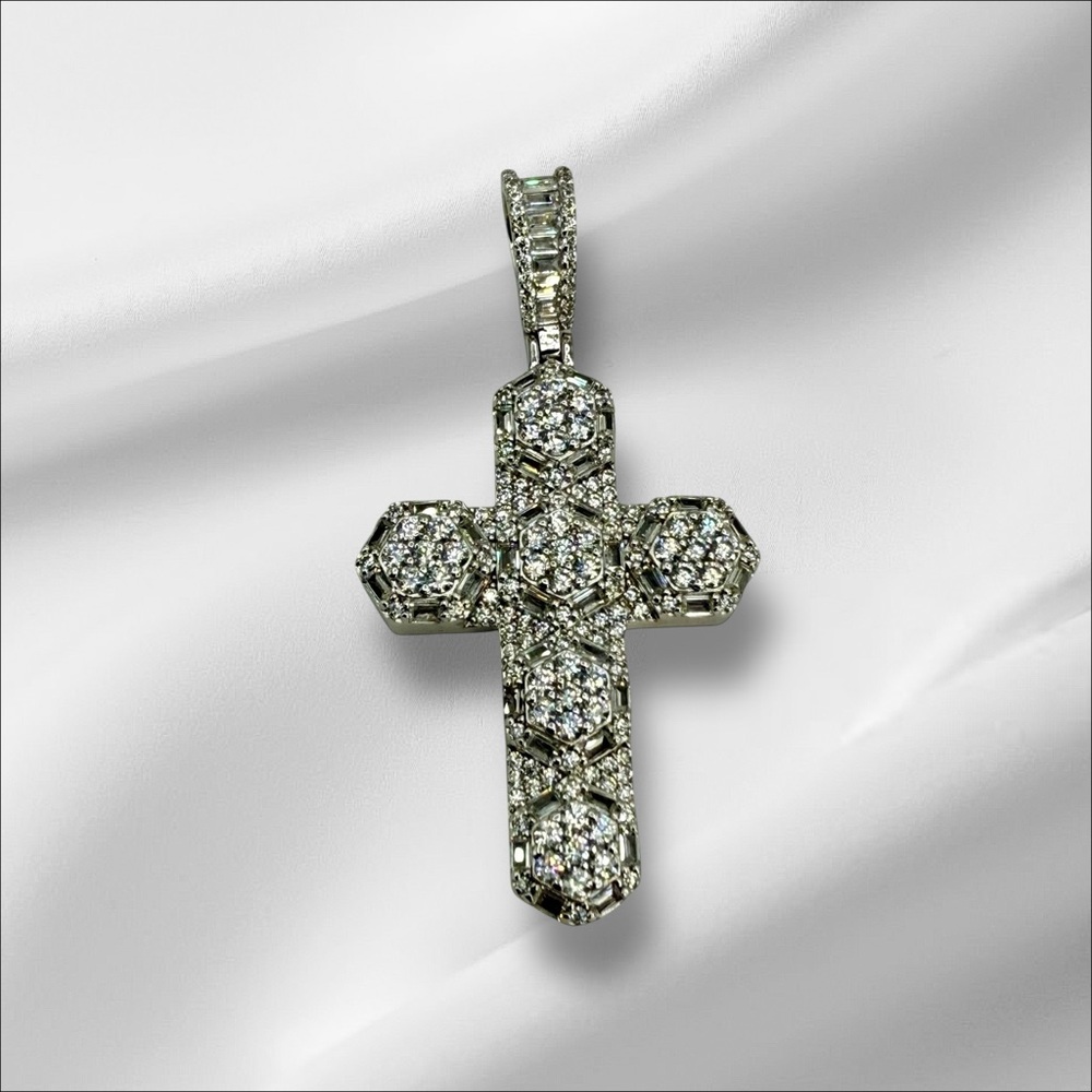 Sterling Silver CZ Cross Pendant – 3” Statement Design - Picture 4 of 17